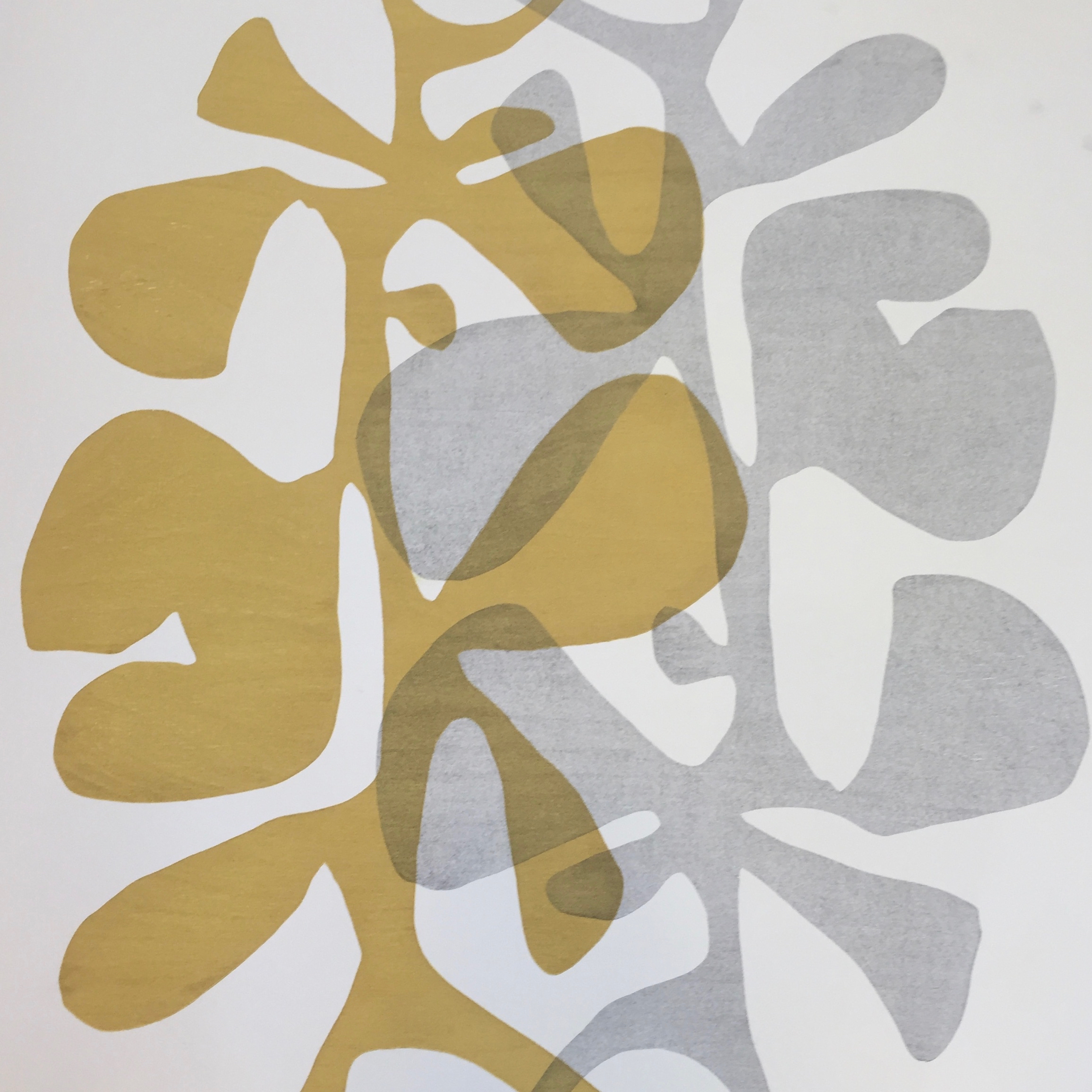 Bauhaus Botanical - Gold/Pale Grey/Tan: created by Monica Monaghan-Milstein for MonicaArts Design LLC