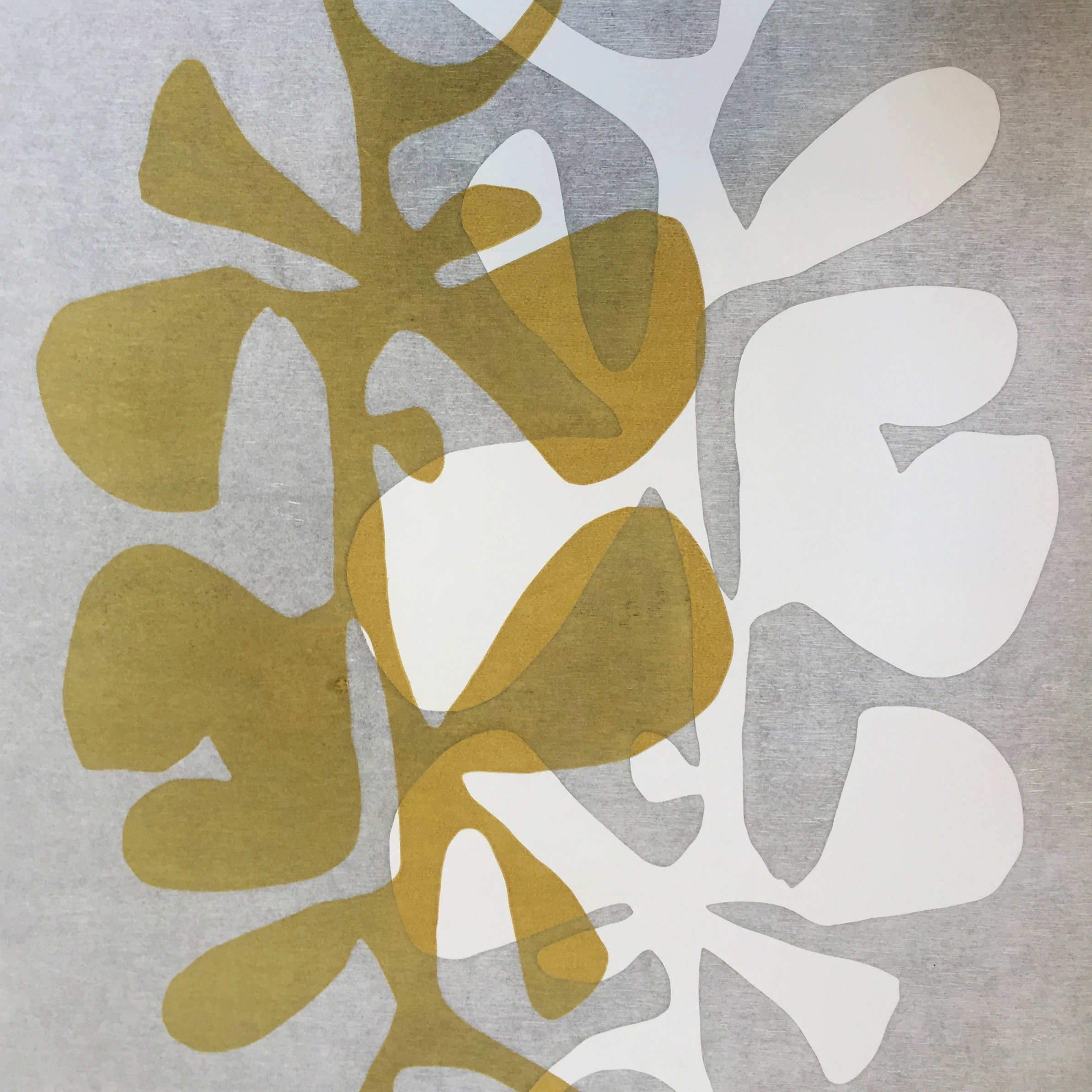 Bauhaus Botanical - Gold/Pale Grey/White: created by Monica Monaghan-Milstein for MonicaArts Design LLC