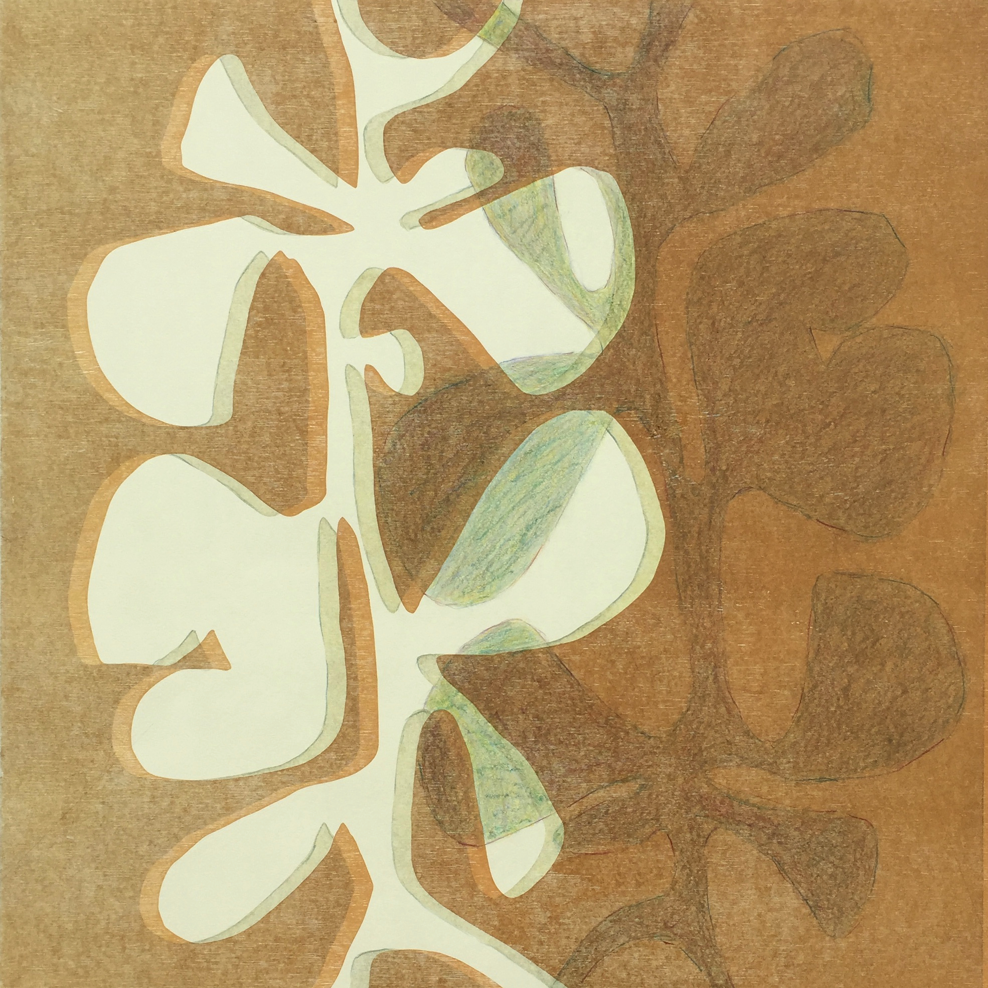Bauhaus Botanical - Ginger/Sage/Shadow Teal: created by Monica Monaghan-Milstein for MonicaArts Design LLC