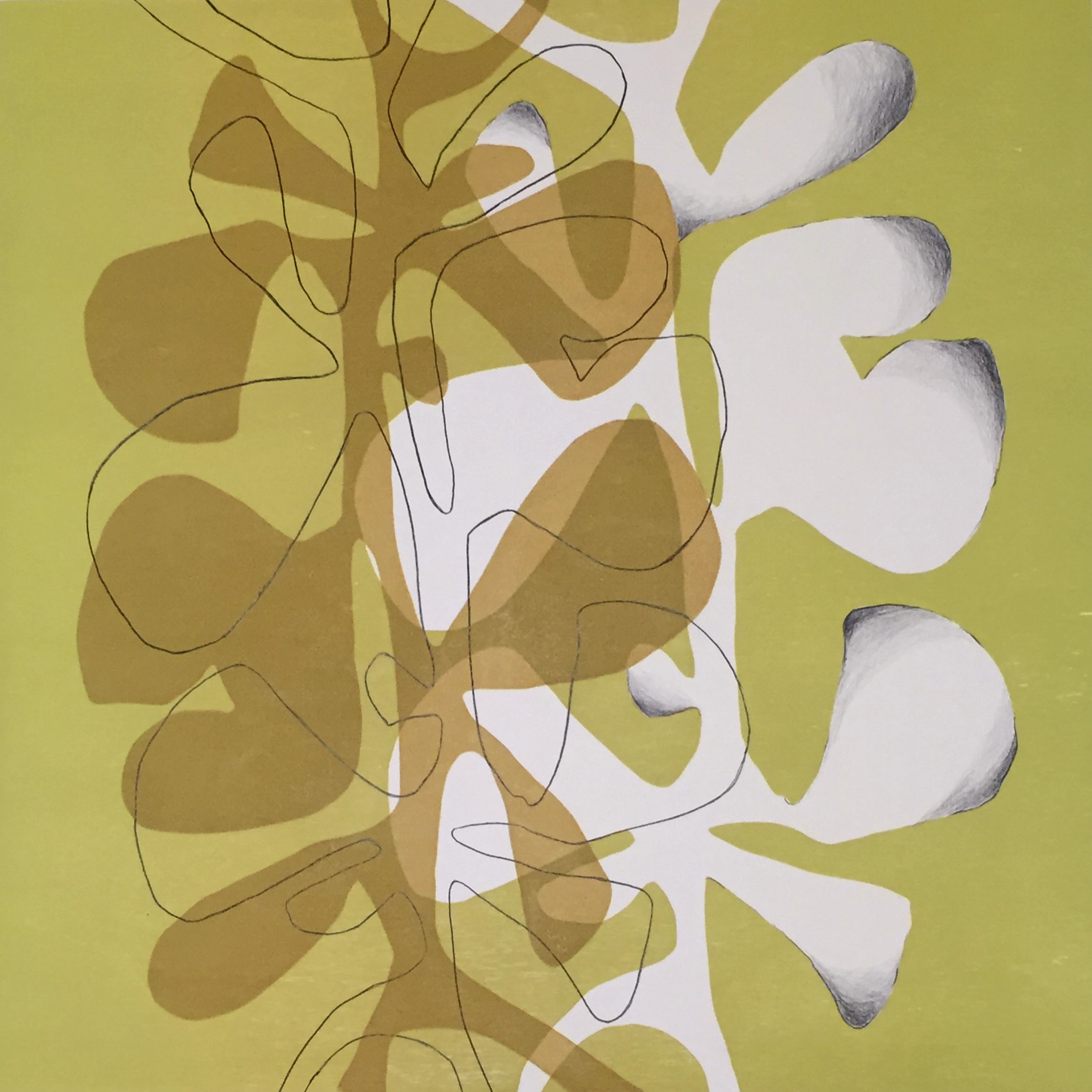 Bauhaus Botanical - Leaf/Gold/Black/Line Shadow: created by Monica Monaghan-Milstein for MonicaArts Design LLC
